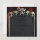 城及び吸血鬼のスカルの(背部で)ハローウィンパーティ 招待状 (裏面)