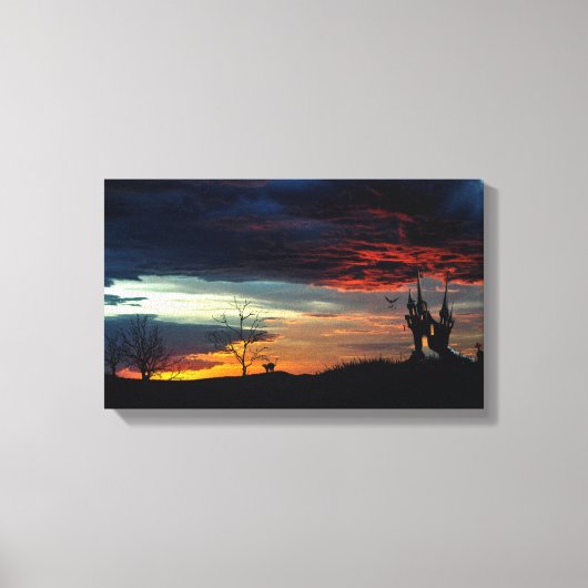 城幽霊のよく出る写真怖い夕暮れキャンバス キャンバスプリント (正面)