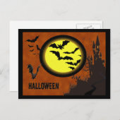 城幽霊のよく出る、こうもり、黄月 ポストカード (正面/裏面)