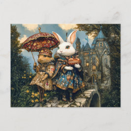 城橋に兎が二頭、ファンタジー場 ポストカード