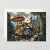 城橋に兎が二頭、ファンタジー場 ポストカード (正面/裏面)