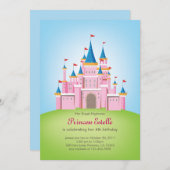 城王室のプリンセス誕生日招待状カード 招待状 (正面/裏面)