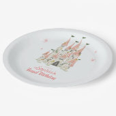 城王室の誕生会プレートピンク ペーパープレート (アングル)