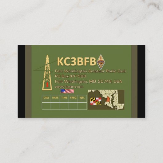 城砦のワシントン州アマチュア無線クラブ名刺 名刺 (裏面)