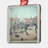 城砦の防御: インディアンは米国の騎兵隊を攻撃します メタルオーナメント (左)