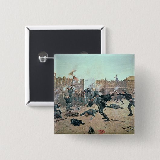 城砦の防御: インディアンは米国の騎兵隊を攻撃します 缶バッジ (正面&裏面)