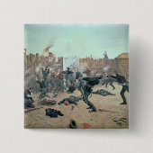 城砦の防御: インディアンは米国の騎兵隊を攻撃します 缶バッジ (正面)