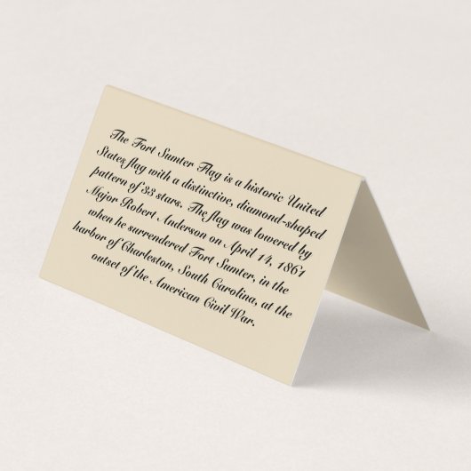 城砦のSumterの旗の名刺- "テントスタイルカード" 名刺 (裏面)