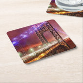 城砦リーからの風が強く、雨の夕べの眺め スクエアペーパーコースター (アングル)