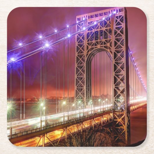 城砦リーからの風が強く、雨の夕べの眺め スクエアペーパーコースター (正面)