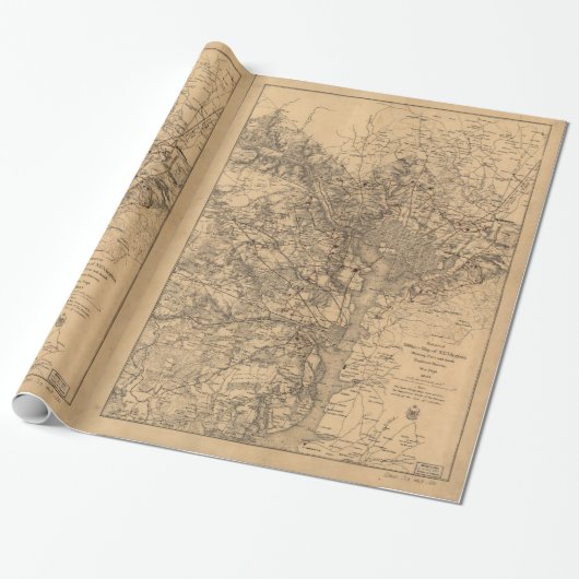 城砦及び道1865年との軍の地図N.E.ヴァージニア ラッピングペーパー (アンロールド)