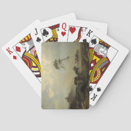 城跡と馬の乗り手のある風景 トランプ