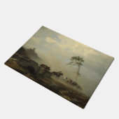 城跡と馬の乗り手のある風景 ドアマット (アングル)