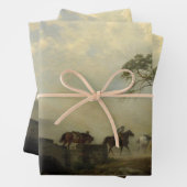 城跡と馬の乗り手のある風景 ラッピングペーパーシート (インサイチュ)