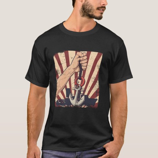 埠頭作業員 フック 荷役作業員 Tシャツ (正面)