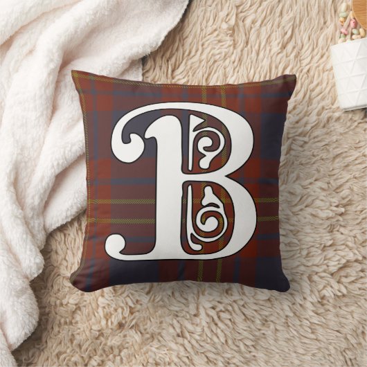 執事の一族のタータンチェックのモノグラム クッション (ブランケット)