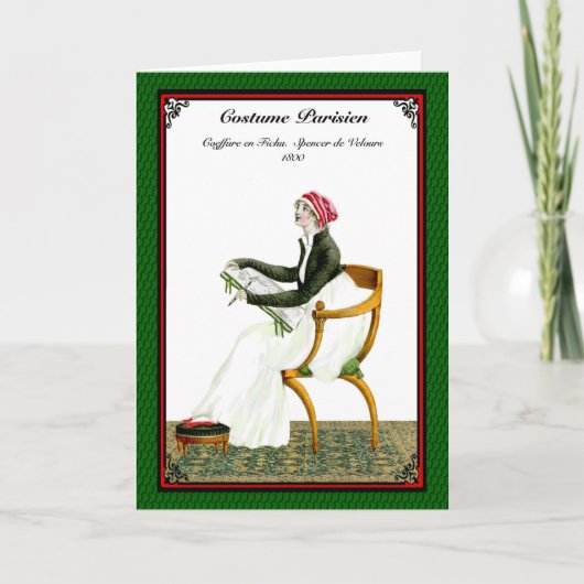 執権期間のファッションの1800年の挨拶状 カード (正面)