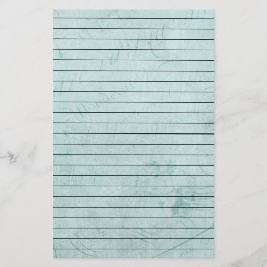 執筆およびラインが付いている動揺してなヴィンテージの青 便箋 (正面)
