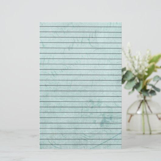 執筆およびラインが付いている動揺してなヴィンテージの青 便箋 (スタンド正面)