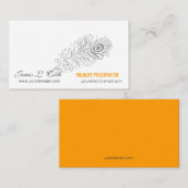 執筆ペンのクラシックなスケッチの孔雀の羽 名刺 (正面/裏面)