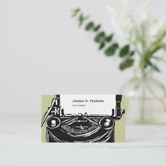 執筆歴史の作家の古く黒いタイプライター 名刺 (スタンド正面)