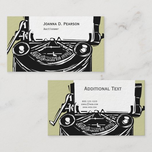 執筆歴史の作家の古く黒いタイプライター 名刺 (正面/裏面)