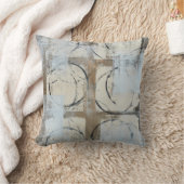 「基づかせていた」ブラウンおよび灰色の抽象美術の枕 クッション (ブランケット)