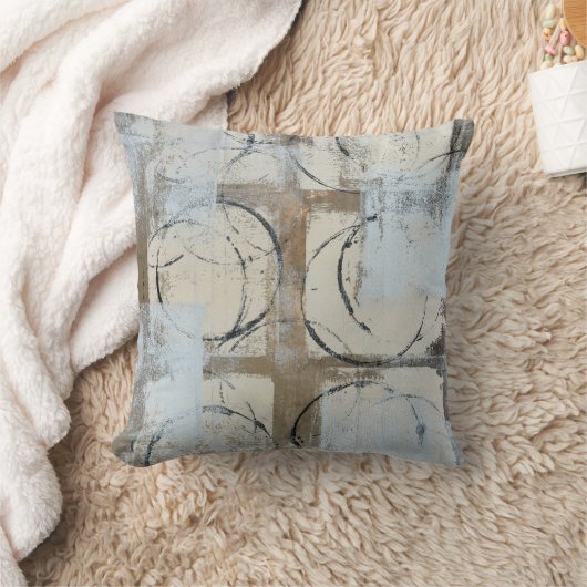 「基づかせていた」ブラウンおよび灰色の抽象美術の枕 クッション (ブランケット)