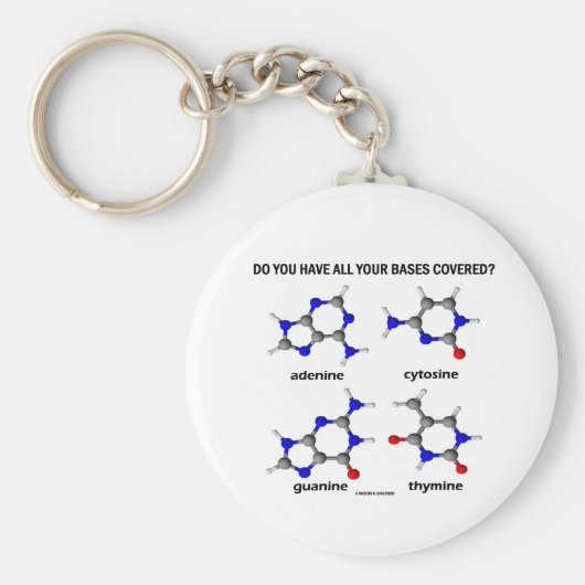基地を全部覆ってるのか？（DNA塩基） キーホルダー (正面)
