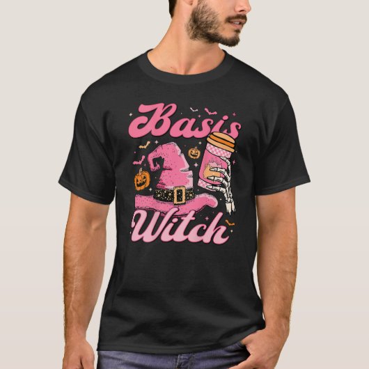 基本おもしろい魔女ハロウィンハットウィッチコーヒー秋 Tシャツ (正面)