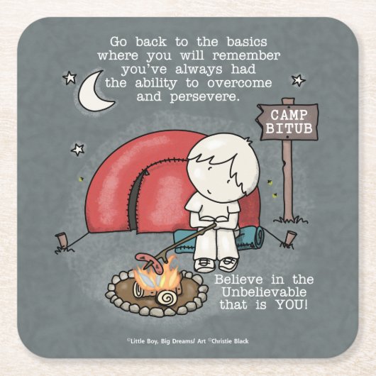 基本に戻る スクエアペーパーコースター (正面)