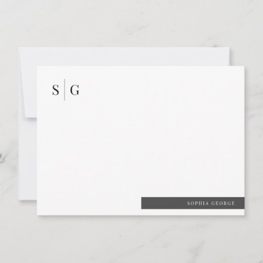 基本イニシャル名シンプルパーソナライズされた ノートカード (正面)