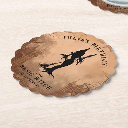 基本ウィッチモダン女性ハロウィーン ペーパーコースター (アングル)