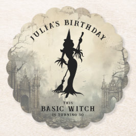 基本ウィッチモダン女性ハロウィーン ペーパーコースター
