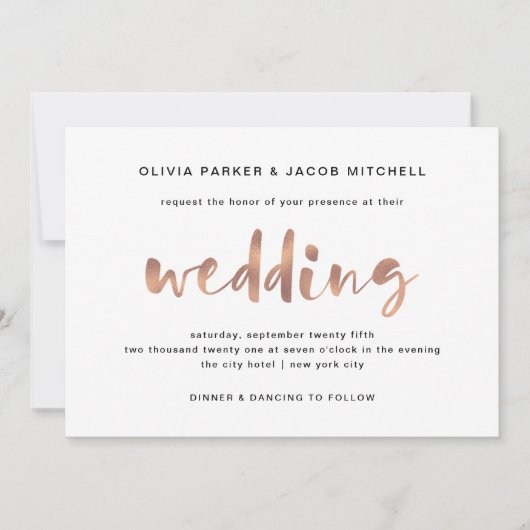 基本エレガントバラ結婚金ゴールド 招待状 (正面)