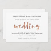 基本エレガントバラ結婚金ゴールド 招待状 (正面/裏面)