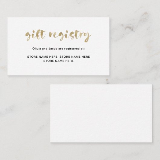 基本エレガントフェイク金ゴールド | ギフト登録簿 エンクロージャーカード (正面/裏面)