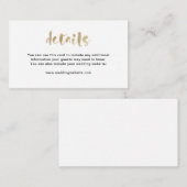 基本エレガントフェイク金ゴールド | 結婚詳細 エンクロージャーカード (正面/裏面)