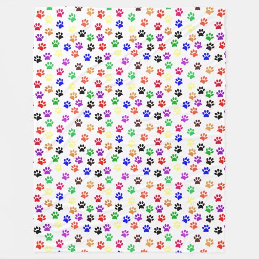 基本カラーかわいい犬の足のプリント フリースブランケット (正面)
