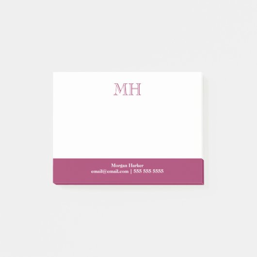 基本クリーンイニシャルホワイト明るい赤紫色 ポストイット (正面)