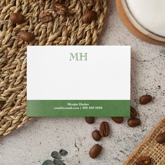 基本クリーンモスグリーンホワイトイニシャル ポストイット