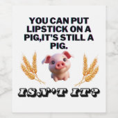 基本グリーンTシャツ/豚に口紅を付けられる ワインラベル (シングルラベル)