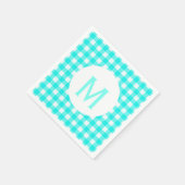 基本シンプルターコイズジンガムモノグラム スタンダードカクテルナプキン (角)