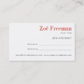 基本シンプル |黒と白、赤 |紹介 紹介カード (裏面)