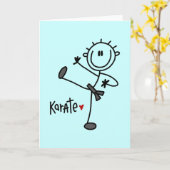 基本スティックフィギュア空手Tシャツとギフト カード (黄色い花)