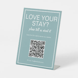 基本ティール（緑がかった色）モダンQRコードレビューテーブル記号 台座サイン