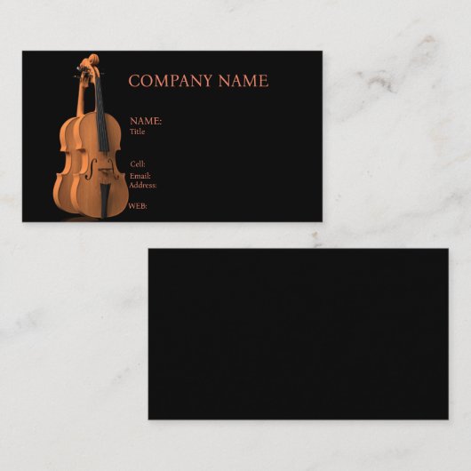 基本テンプレート名刺バイオリン、音楽、楽器 名刺 (正面/裏面)