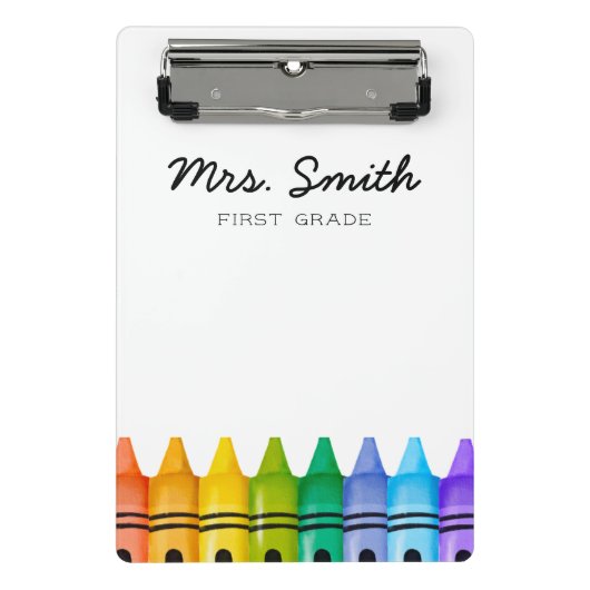 基本パーソナライズされたプライマリ先生名 ミニクリップボード (正面)