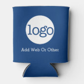 基本ビジネスまたはOfficeロゴのキャンペーンブルー 缶クーラー (正面)
