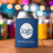 基本ビジネスまたはOfficeロゴのキャンペーンブルー 缶クーラー